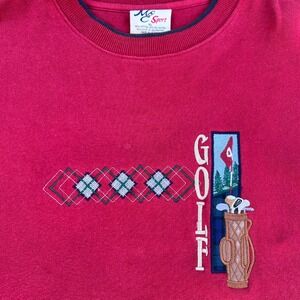 MC Sport Red Golf Embroidered Crewneck Sweatshirt Men's XL